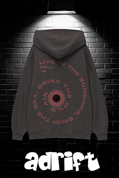 Adrift Unisex Oversize kroj Sa kapuljačom Kengur džep Svetska majica sa kapul...