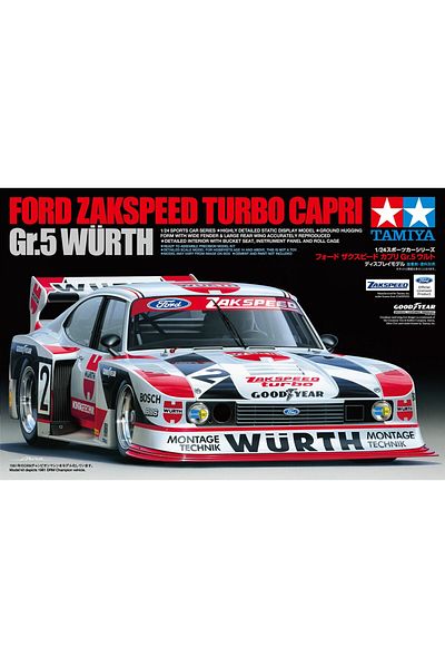 TAMIYA 1/24 Ford Zakspeed Turbo Capri Gr.5 Würth Plastic Car Model Kit, Disassembled Hobby Set
