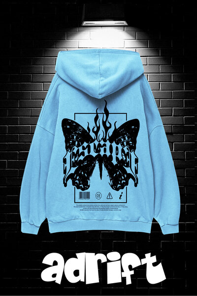 Adrift Unisex Oversize kroj Sa kapuljačom i Kengur džep majica sa lubanjom