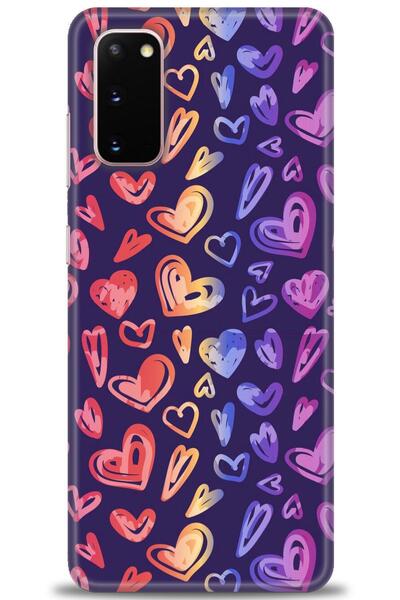 MRCİLETİSİM حافظة سامسونج جالاكسي S20 مطبوعة بدقة HD - قلوب ملونة + واقي شاشة...