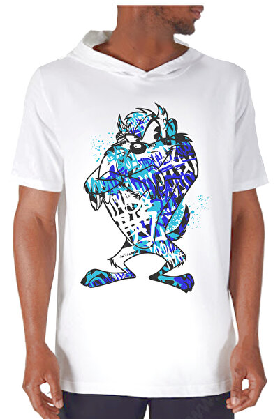 ROCKANDROLL رسمت الوحش الأبيض مقنعين قصيرة الأكمام تي شيرت للرجال