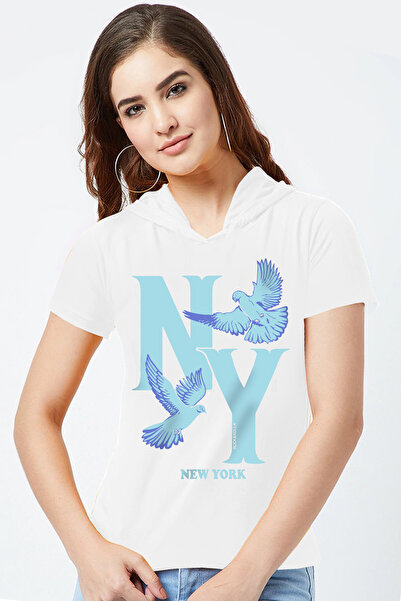 ROCKANDROLL Ny Pigeons White Sa kapuljačom Ženska majica kratkih rukava T-shirt