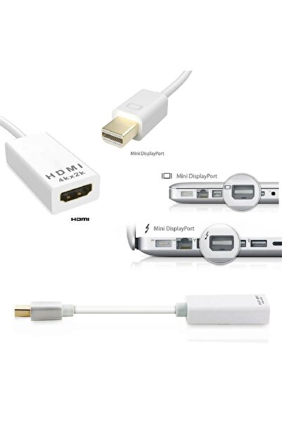 Derwell 4K Destekli Mini DisplayPort To Hdmi Çevirici Dönüştürücü Adaptör Thunderbolt Port Converter Kablo