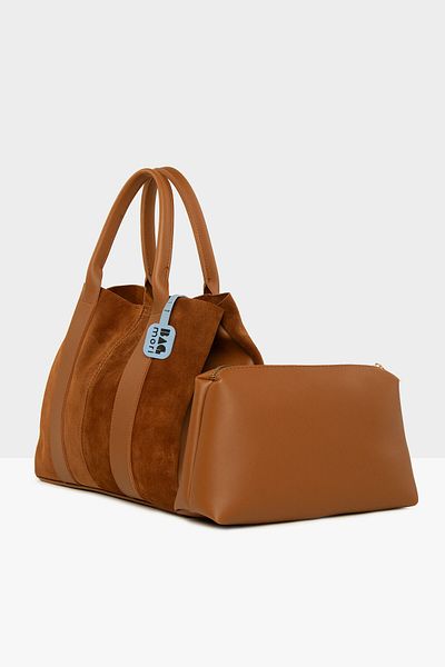 Bagmori Tan Women's Genuine Leather Thin Double Stripe Bag M000008188