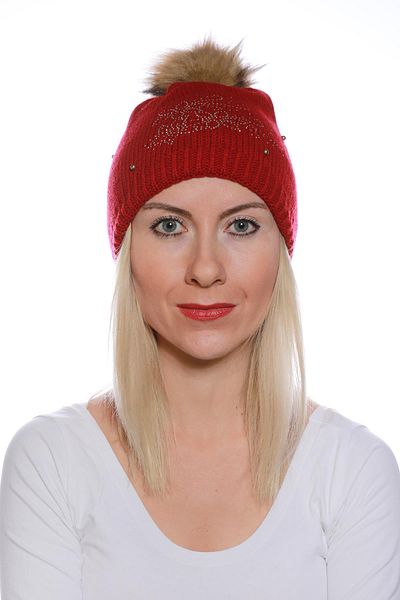 toptanhanem Pompom Stone Beret - Winter Accessory Combining Elegance and Warmth - Claret Red