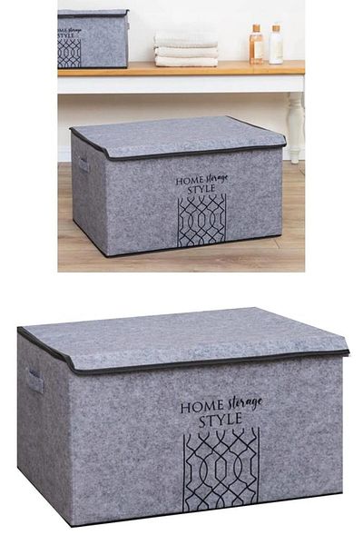 Emir-AYDIN 2 PCS Multi-Purpose Mega Box Storage with Felt Lid 57x41x31 Cm