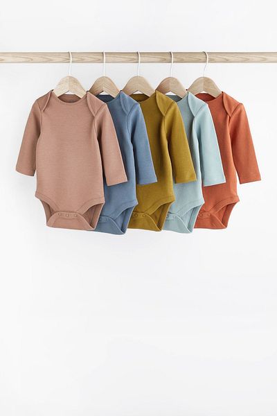 Next Baby 100% Cotton Brown 5-Piece Bodysuit Set