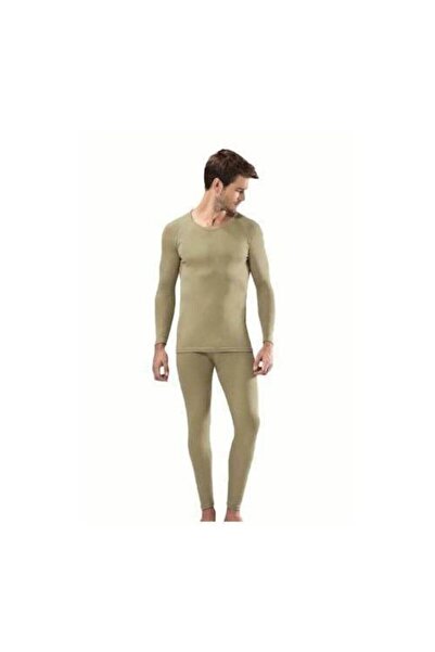 bejamonti Set de lenjerie termică kaki pentru bărbați