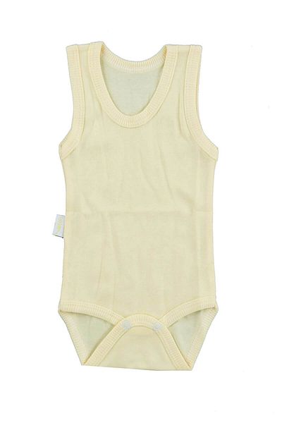 Sebi Bebe Baby Yellow Bodysuit with Cotton Straps and Snaps Badi Sb155