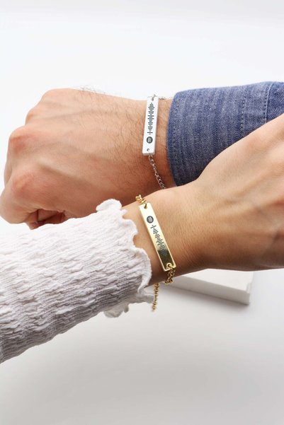 Northwatch Unisex Kodlu GOLD & GRİ Renk Çift Bileklik & İsimli Ve Sevgili Bileklik