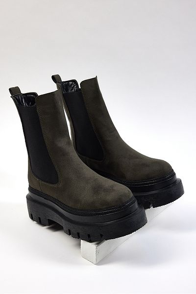 Tonny Black Women's Khaki Suede Comfortable Fit Boots