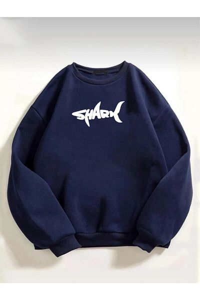 WNWGKN Унисекс суитшърт с щампа на акула Trendpunky Oversize