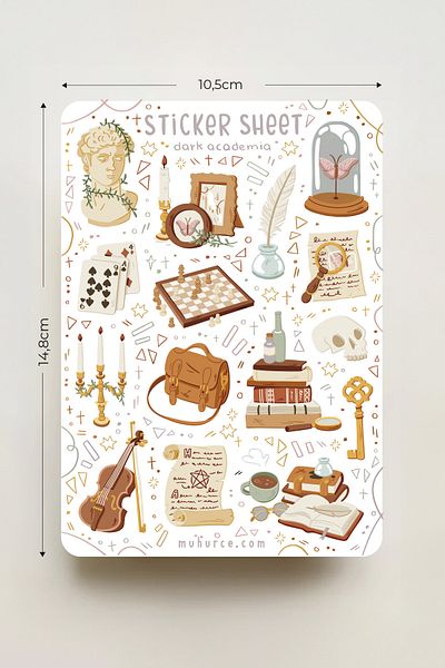 MÜHÜRCE مجموعة ملصقات Dark Academia Bujo