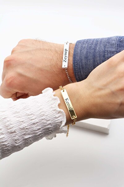Northwatch Unisex Spotify Kodlu GOLD & GRİ Renk Çift Bileklik & İsimli Ve Sevgili Bileklik