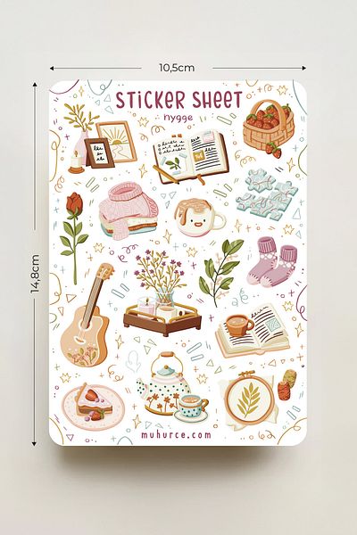 MÜHÜRCE Hygge - مجموعة ملصقات Bujo الترفيهية