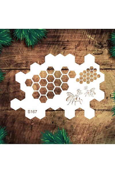 STENCİLTASARIM Stencil Design S167 Bee Honeycomb Wall Wooden Glass Painting Pattern