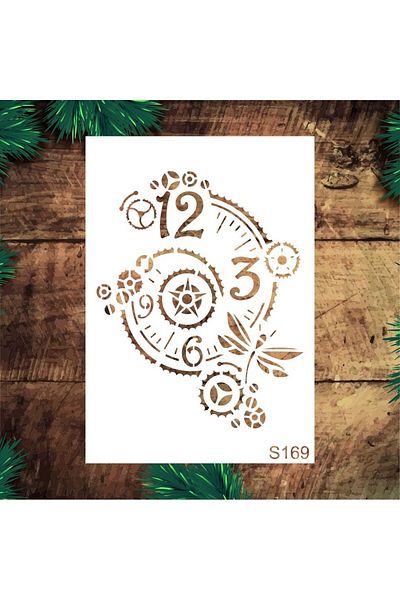 STENCİLTASARIM Stencil Design S169 Mix Clock Wall Wood Glass Painting Pattern