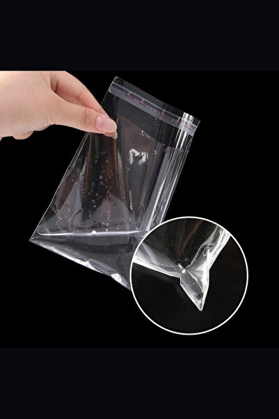 Eliz Party 20x35cm Şeffaf Bantlı Yapışkanlı Parlak Jelatin Poşet Çeyiz Aksesuar Paketleme Poşeti 100 Ad