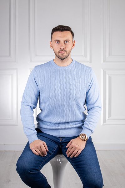Sarar Interviu Pulover tricotat albastru cu guler O