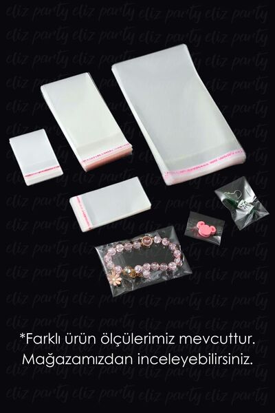 Eliz Party 18x25cm Şeffaf Bantlı Yapışkanlı Parlak Jelatin Poşet Hediye Çeyiz Aksesuar Paketleme Poşeti 100 Ad