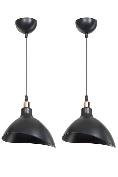 EvLight 2-Piece Black Esta Asymmetric Pendant Lamp Chandelier Bedroom Living Room Kitchen Hallway Lamp Chandelier