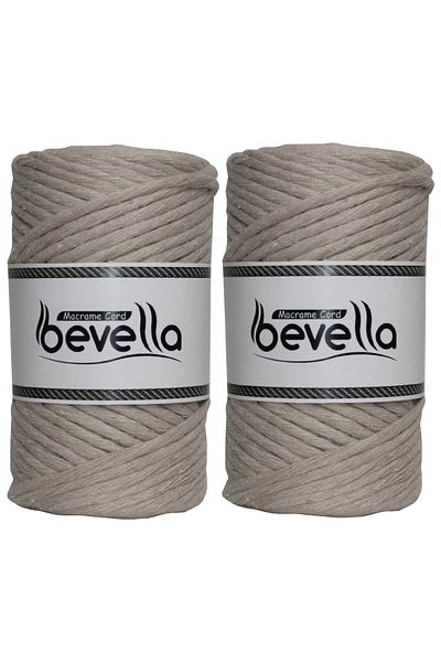 Bevella Macrame Cord Τυλιγμένο σχοινί μακραμέ μονό στριφτό 3 mm Σχοινί βαμβακερό πολυεστέρα μακραμέ 2 x 250 gr