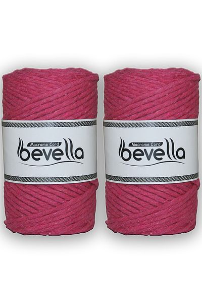 Bevella Macrame Cord Τυλιγμένο σχοινί μακραμέ μονό στριφτό 3 mm Σχοινί βαμβακερό πολυεστέρα μακραμέ 2 x 250 gr