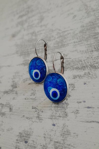 LADYMİRAGE EVIL EYE BEADS STEEL EARRING