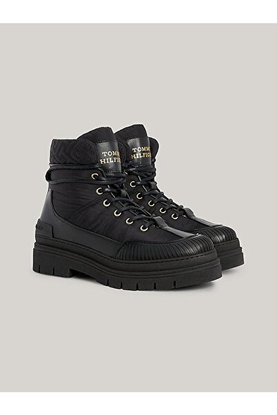 Tommy Hilfiger Düz Taban Kaydırmaz Günlük Kullanım Siyah Bot & Bootie FW0FW07...