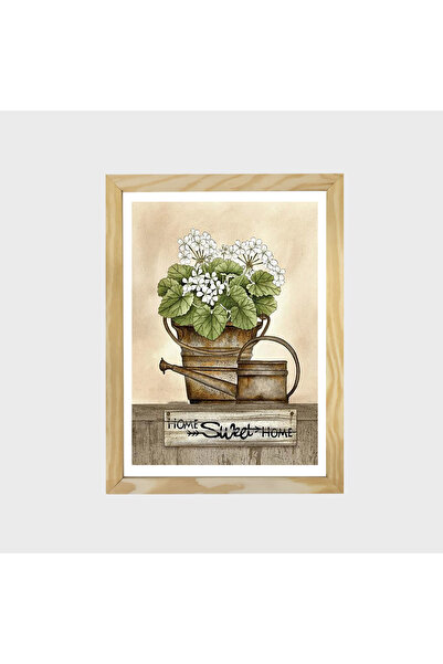 Dekorsiahome Tablou cu flori Home Sweet Home într-o singură bucată, înrămat î...