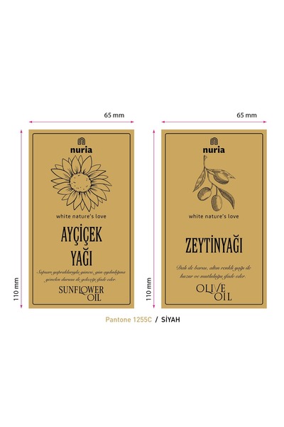 Genel Markalar Zeytinyağı Ve Ayçicek Yağı Etiketi Sticker Seti 11x6,5 Cm Gold 2 Adet