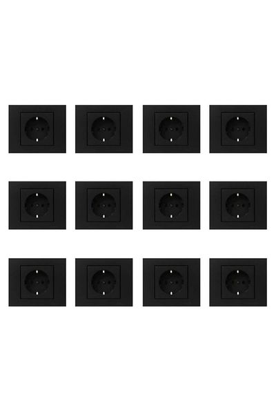 OVİVO BLACK GROUNDED SOCKET+FRAME SET OF 12