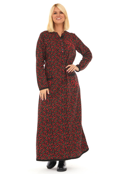 Newbutix Pazen Siyah Yıldız Nakışlı Uzun Sonbahar ve Kışlık Elbise