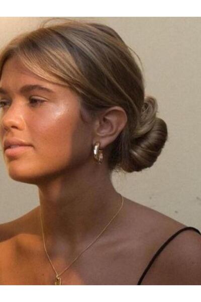 BORENO Paslanmaz Çelik Üzeri 14 Ayar Altın Kaplama Çelik Halka Küpe