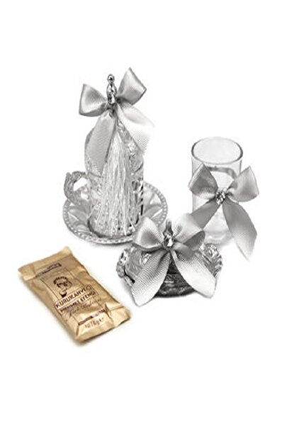 Kazanabil SÜSLEMELİ DAMAT KAHVE FİNCANI SETİ GÜMÜŞ