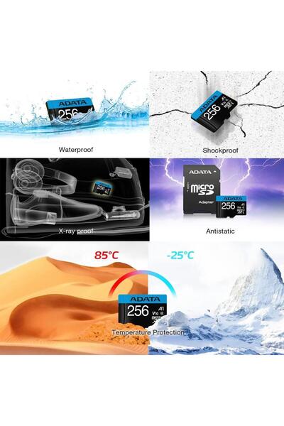 Adata Premier 256 GB Micro SD Hafıza Kartı (100MB/sn-25MB/sn)