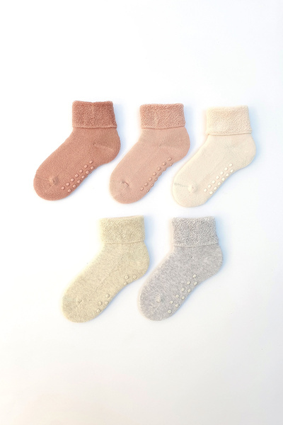 MEM SOCKS 5'li Kaydırmaz Havlu Çocuk/Bebek Çorabı