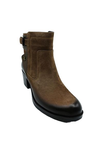 Venüs Women's Side Buckle Genuine Leather Heeled Boots1779011K Mink