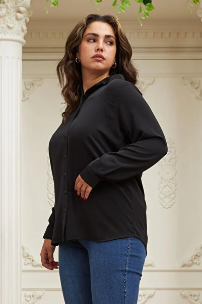 RMG Büyük Beden Kırmızı Klasik Uzun Kol Gömlek