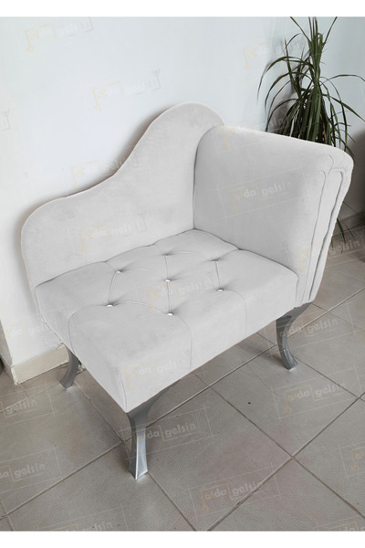 aldagelsin Yeni Model Ters Kol Tekli Köşe Koltuğu Josefin Bench Gümüş Ayak