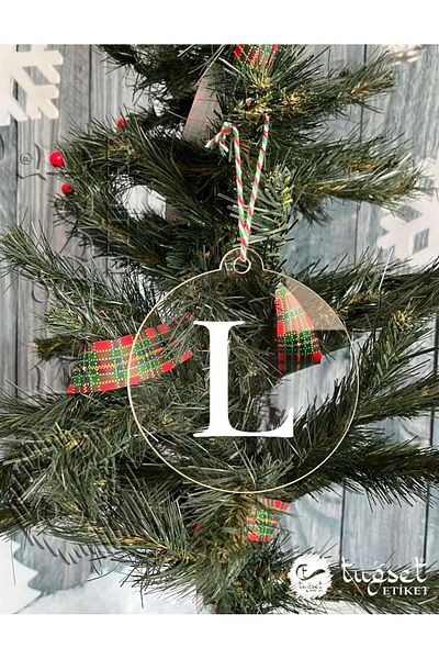t tuğset etiket Letter White Plexi Christmas Tree Ornament - Rearview Mirror Ornament Plexi Letter-a1