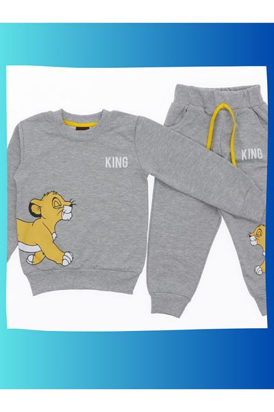 narrengi طقم للأولاد من Lion King مكون من قطعتين مطبوع عليه سلسلة مزدوجة