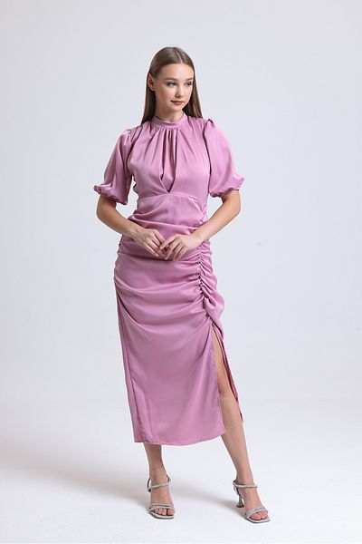 ADASTYLE σατέν φόρεμα με γιακά, κομψό, ειδικές περιστάσεις, γάμος, αρραβώνας, χέννα, πάρτι, φόρεμα κοκτέιλ