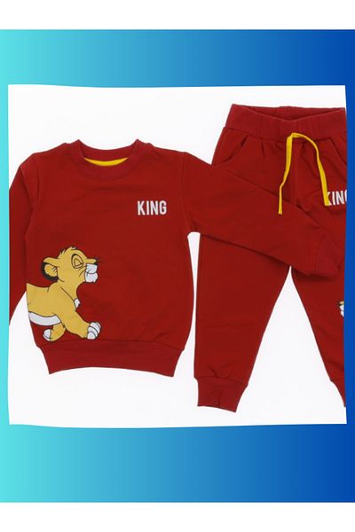 narrengi Lion King Kids Men's Set 2-Piece Printed 2 Rope Hooded