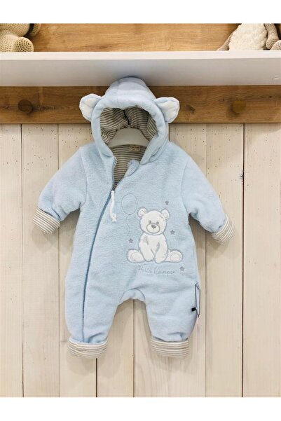 MotherWings Pamuk Iç Astarlı Soft Kumaş Fermuarlı Ayıcık Desenli Kapüşonlu Be...