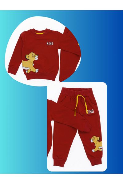 narrengi Lion King Kids Men's Set 2-Piece Printed 2 Rope Hooded