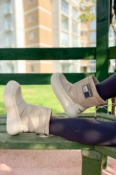 SHOEBELLAS Λεπτομερείς γυναικείες μπότες Soley Beige Parachute Label