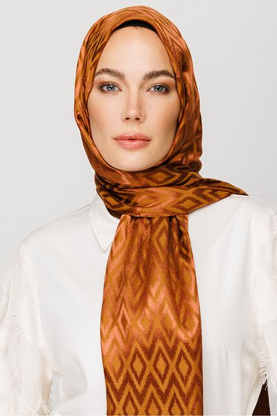 Mooncorn Tile Pattern Shiny Jacquard Shawl