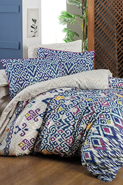Sarev Eliyas Blue Double 100% Cotton Flannel Duvet Cover Set