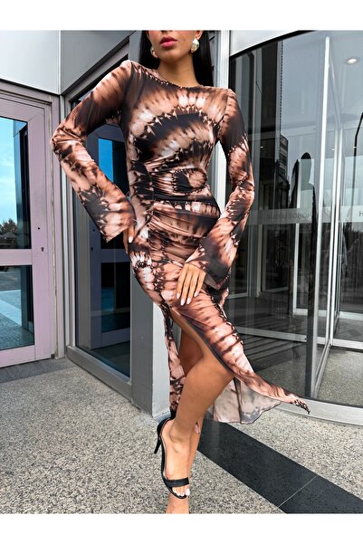 ESRAHELVACI Φόρεμα από τούλι με καφέ επένδυση